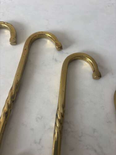 Rare Graduating Set of Five Brass Butchers Hooks