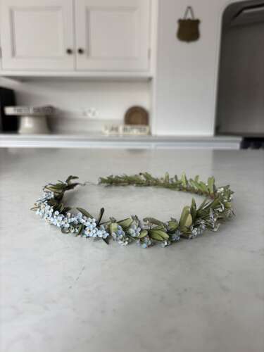 1920s Hand Made Forget Me Not Wreath Hanging