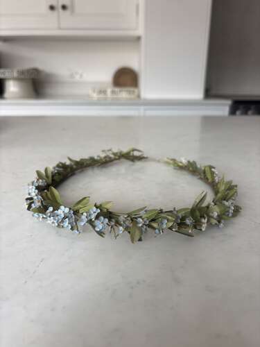 1920s Hand Made Forget Me Not Wreath Hanging