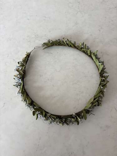 1920s Hand Made Forget Me Not Wreath Hanging