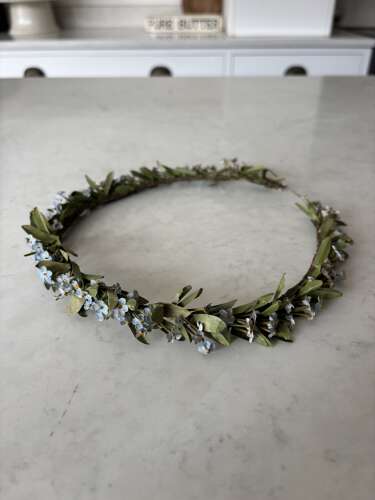 1920s Hand Made Forget Me Not Wreath Hanging