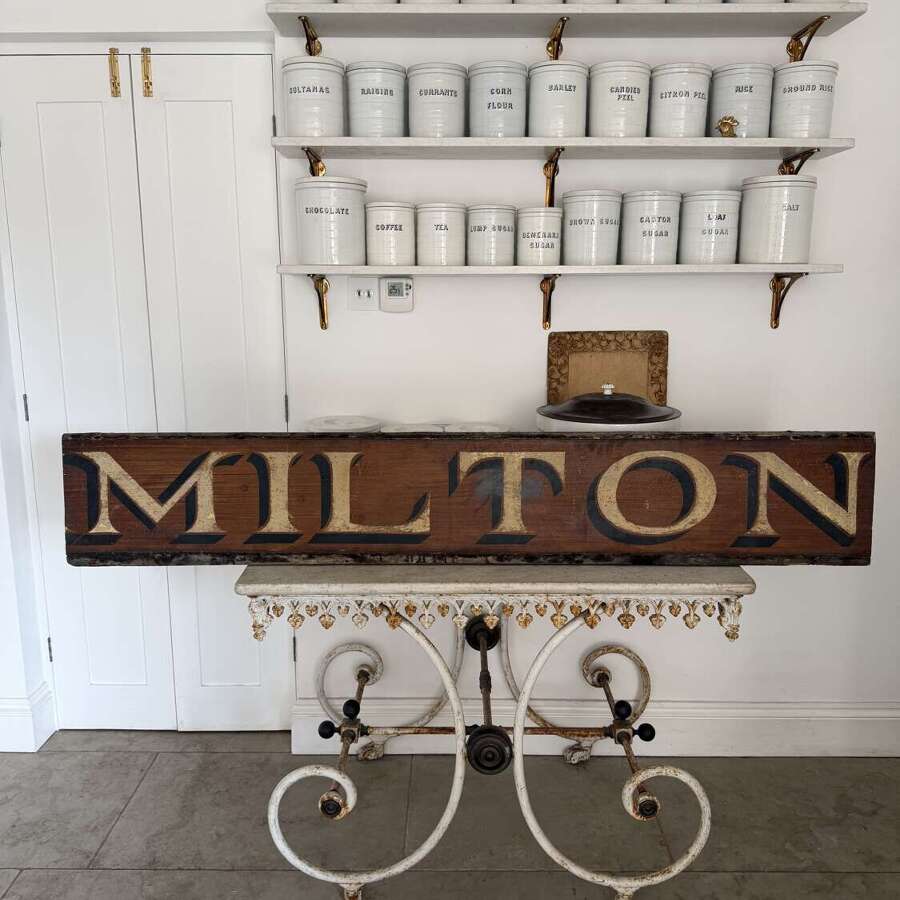 Late Victorian Large Pine Shop&rsquo;s Sign MILTON - All Original
