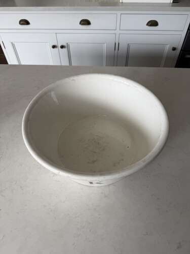 Edwardian Black on White Ironstone K For Kitchen Bowl - Good Size