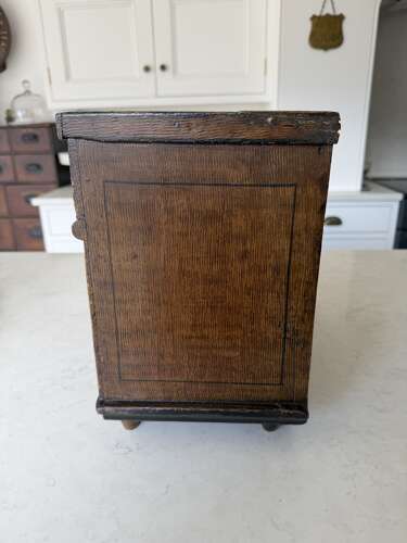 Victorian Pine Table Top Box with Drawers & Lift Up Lid Original Scumble Paint & Line Work