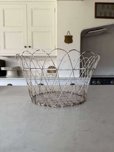 Early 20th Century Wire Work Basket in Original Paint