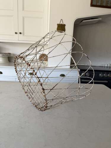 Early 20th Century Wire Work Basket in Original Paint