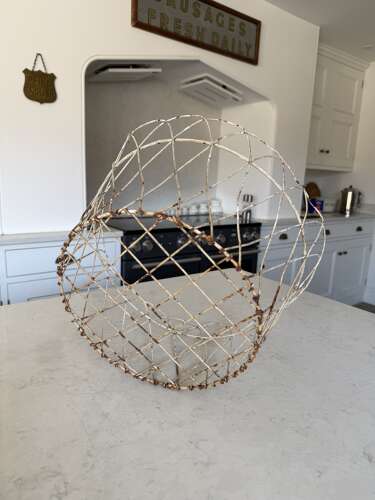 Early 20th Century Wire Work Basket in Original Paint