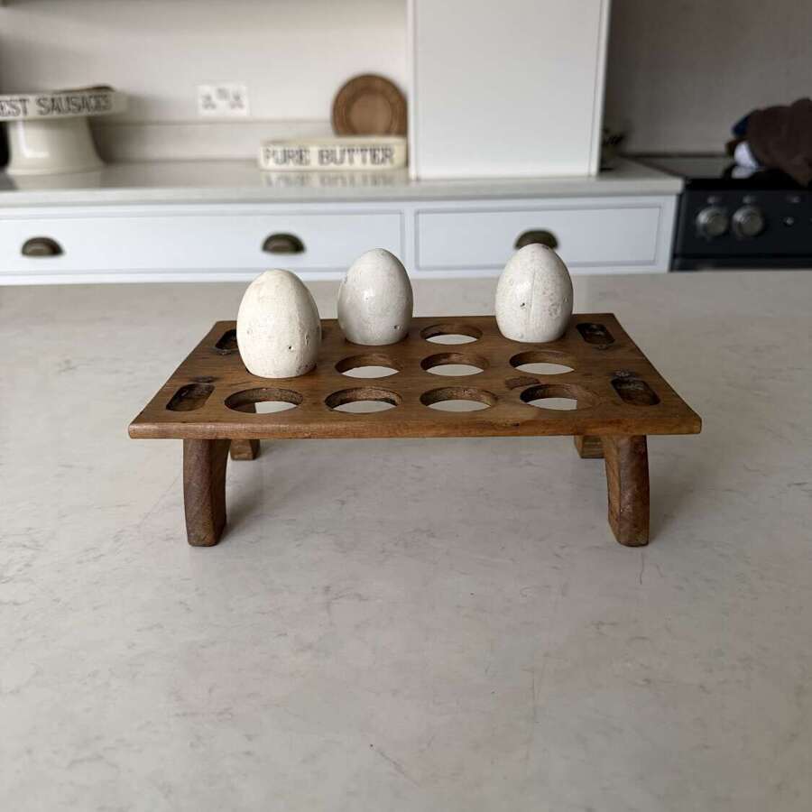 Victorian Edwardian Treen Single Tier Stacking Egg Rack - One Dozen Eggs