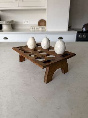 Victorian Edwardian Treen Single Tier Stacking Egg Rack - One Dozen Eggs