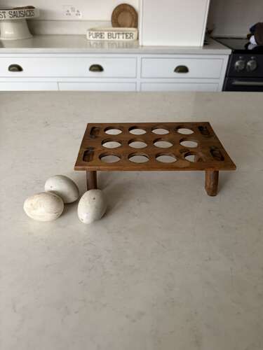 Victorian Edwardian Treen Single Tier Stacking Egg Rack - One Dozen Eggs