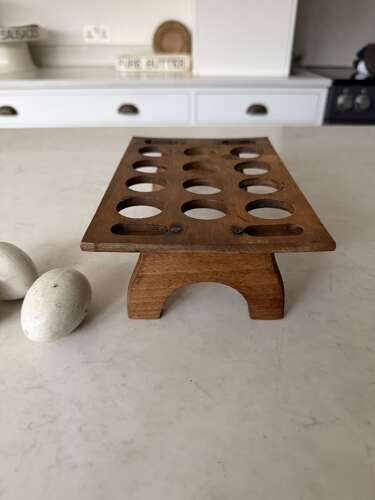 Victorian Edwardian Treen Single Tier Stacking Egg Rack - One Dozen Eggs
