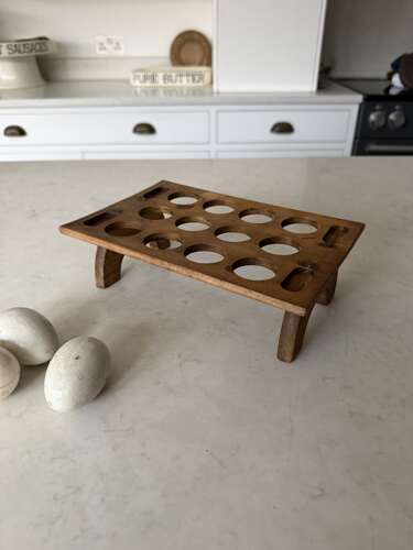 Victorian Edwardian Treen Single Tier Stacking Egg Rack - One Dozen Eggs