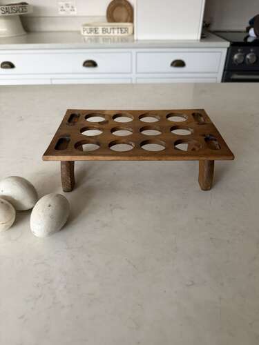 Victorian Edwardian Treen Single Tier Stacking Egg Rack - One Dozen Eggs