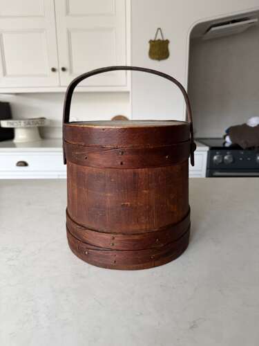 Victorian Coopered Pine Flour Barrel with its Lid & Handle.