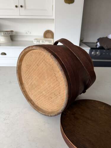 Victorian Coopered Pine Flour Barrel with its Lid & Handle.