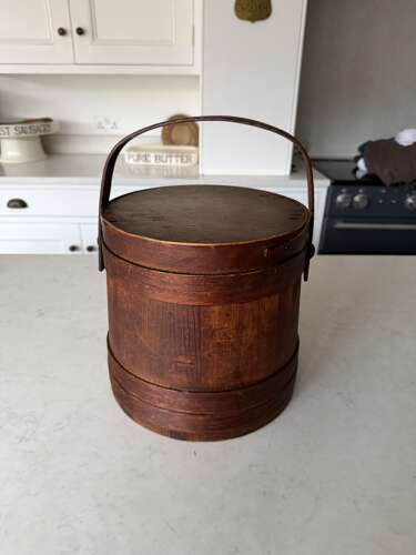 Victorian Coopered Pine Flour Barrel with its Lid & Handle.