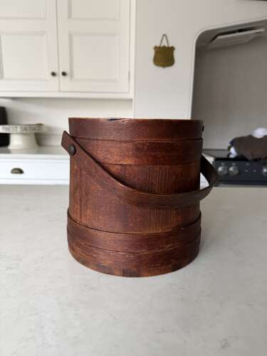 Victorian Coopered Pine Flour Barrel with its Lid & Handle.