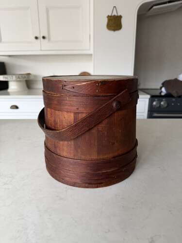 Victorian Coopered Pine Flour Barrel with its Lid & Handle.