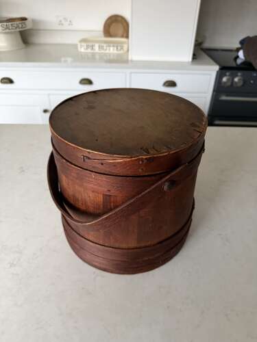 Victorian Coopered Pine Flour Barrel with its Lid & Handle.