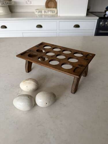 Victorian Edwardian Treen Single Tier Stacking Egg Rack - 12 or One Dozen Eggs