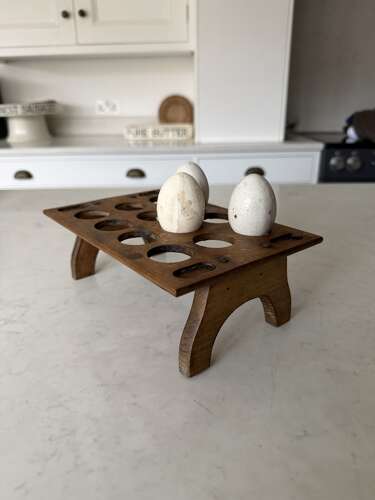 Victorian Edwardian Treen Single Tier Stacking Egg Rack - 12 or One Dozen Eggs