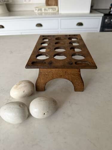 Victorian Edwardian Treen Single Tier Stacking Egg Rack - 12 or One Dozen Eggs