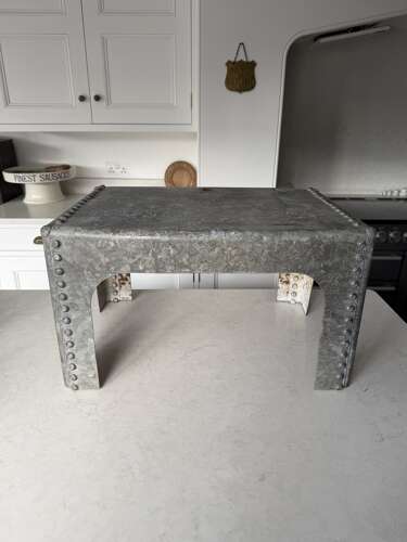 Mid Century Galvanised Tank with Rivetts - Made into Side Table