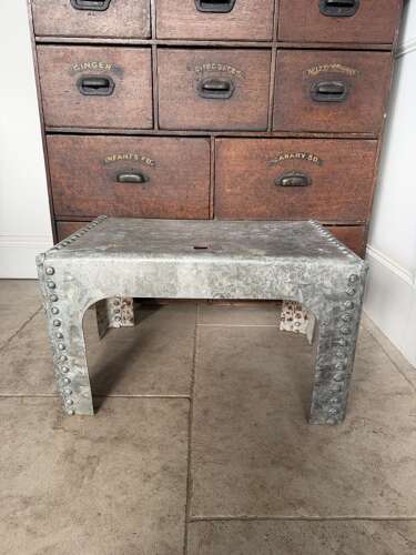 Mid Century Galvanised Tank with Rivetts - Made into Side Table
