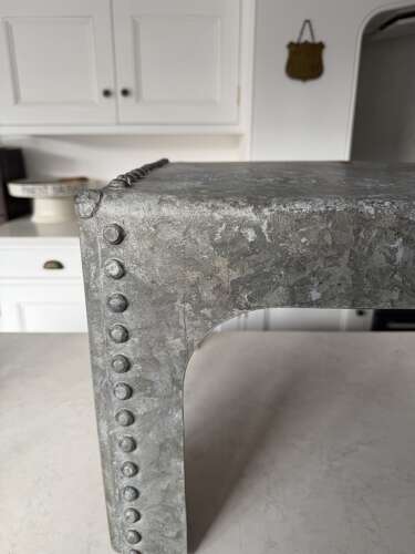 Mid Century Galvanised Tank with Rivetts - Made into Side Table