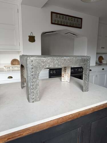 Mid Century Galvanised Tank with Rivetts - Made into Side Table