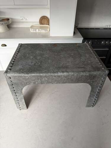 Mid Century Galvanised Tank with Rivetts - Made into Side Table