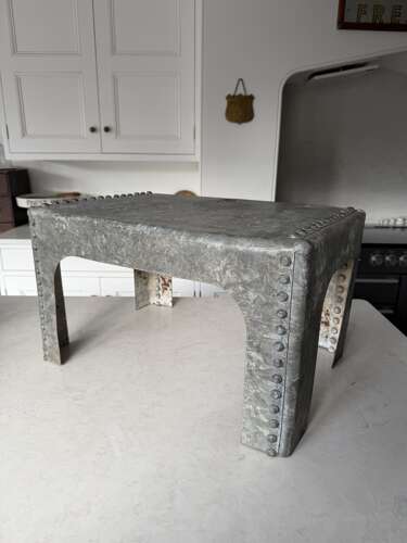 Mid Century Galvanised Tank with Rivetts - Made into Side Table