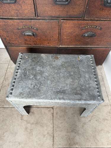 Mid Century Galvanised Tank with Rivetts - Made into Side Table