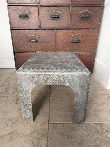 Mid Century Galvanised Tank with Rivetts - Made into Side Table
