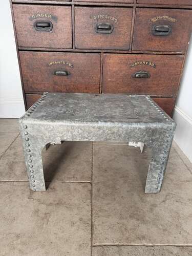 Mid Century Galvanised Tank with Rivetts - Made into Side Table