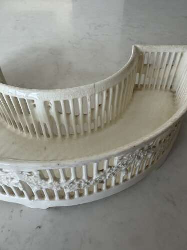 Late Victorian Creamware Piece - Floral Swags