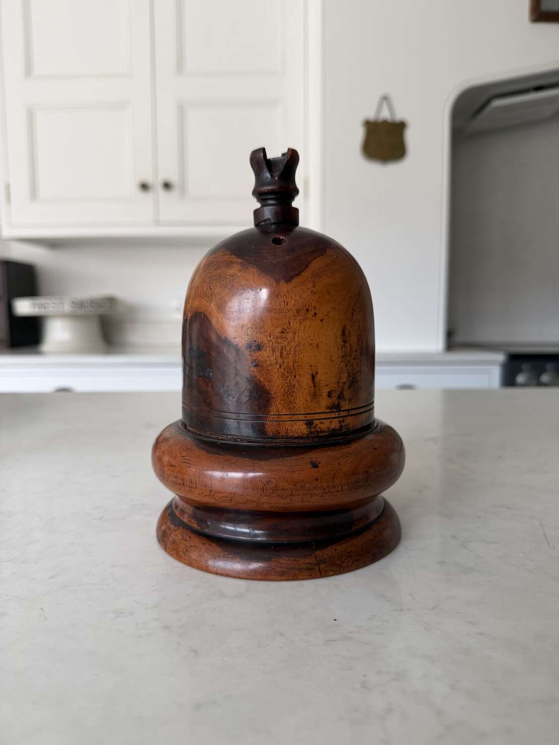 Rare Victorian c1830 Lignum Vitae Treen String Holder shaped as an Acorn