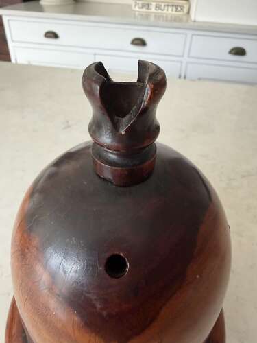 Rare Victorian c1830 Lignum Vitae Treen String Holder shaped as an Acorn
