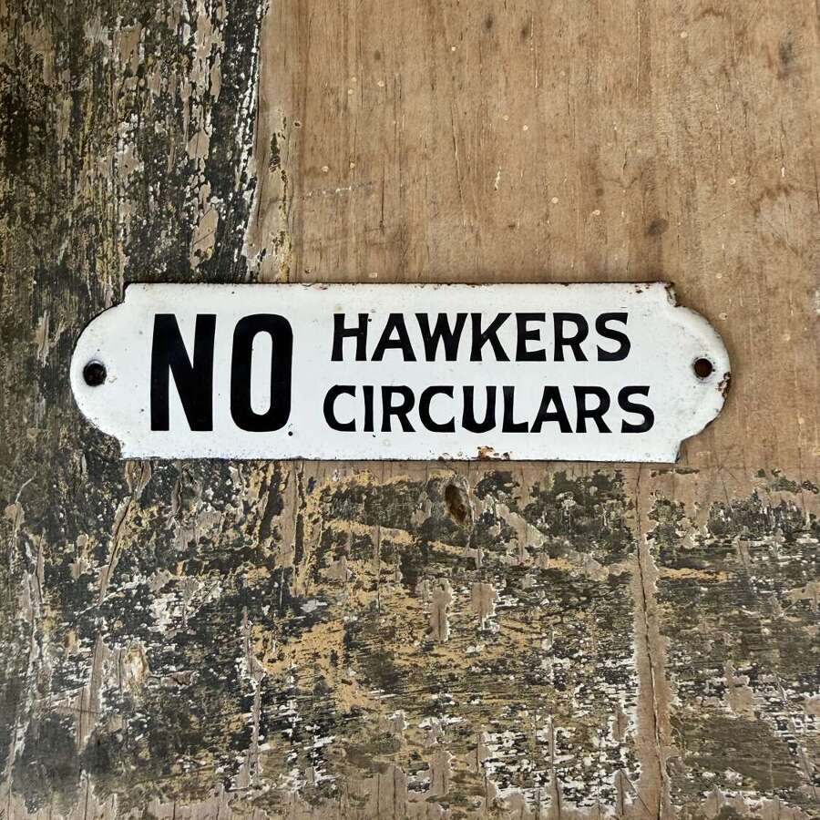 Early 20th Century Enamel Door or Gate Sign - No Hawkers Circulars