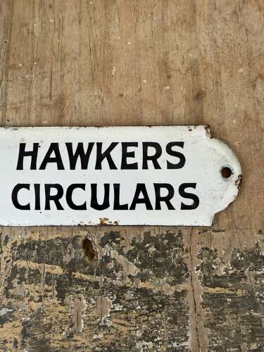 Early 20th Century Enamel Door or Gate Sign - No Hawkers Circulars