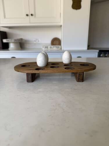 Early 20th Century Treen Oval Egg Rack for Ten Eggs