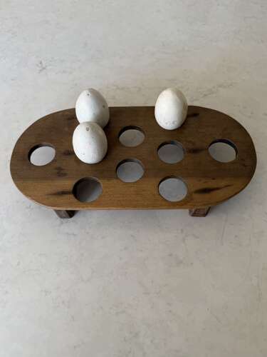 Early 20th Century Treen Oval Egg Rack for Ten Eggs