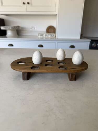 Early 20th Century Treen Oval Egg Rack for Ten Eggs