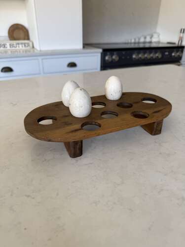 Early 20th Century Treen Oval Egg Rack for Ten Eggs