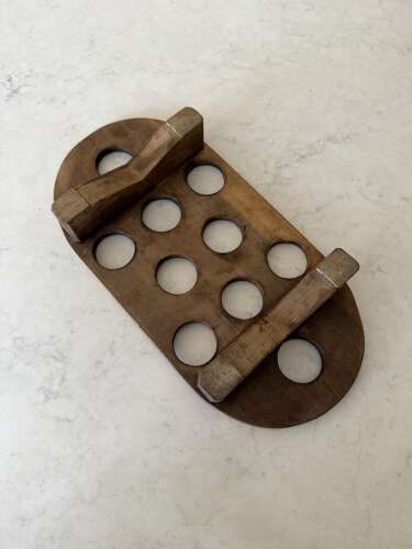 Early 20th Century Treen Oval Egg Rack for Ten Eggs