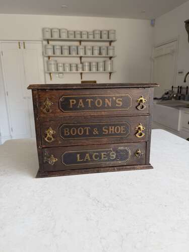Edwardian Shop’s Advertising Drawers for Patons Boot & Shoe Laces