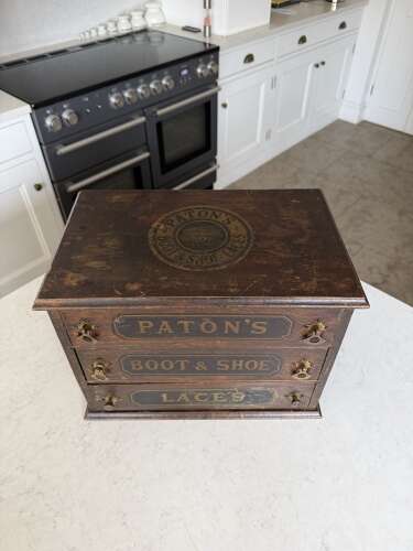 Edwardian Shop’s Advertising Drawers for Patons Boot & Shoe Laces