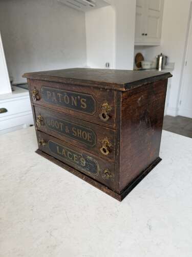 Edwardian Shop’s Advertising Drawers for Patons Boot & Shoe Laces