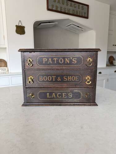 Edwardian Shop’s Advertising Drawers for Patons Boot & Shoe Laces