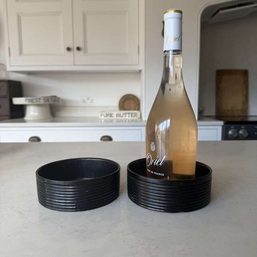 Georgian Matched Pair of Black Papier Mache Bottle Coasters